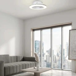 Planofiera LED 70W con ventilatore 30W Alisio Mini 16,5x52,5 cm bianco