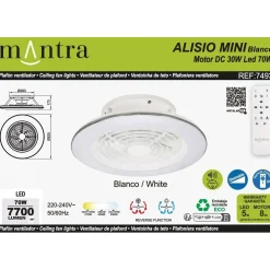 Planofiera LED 70W con ventilatore 30W Alisio Mini 16,5x52,5 cm bianco