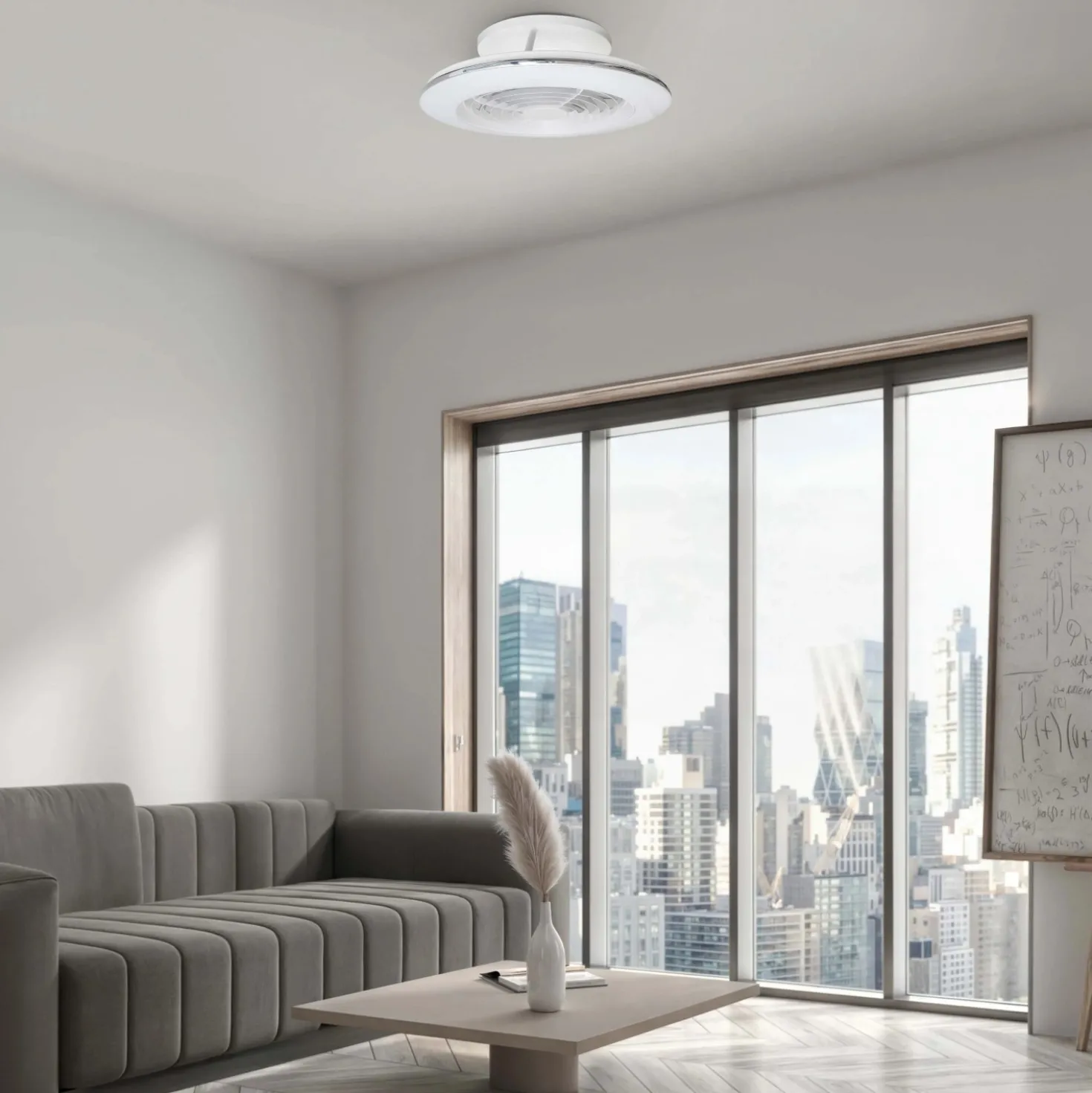 Planofiera LED 70W con ventilatore 30W Alisio Mini 16,5x52,5 cm bianco