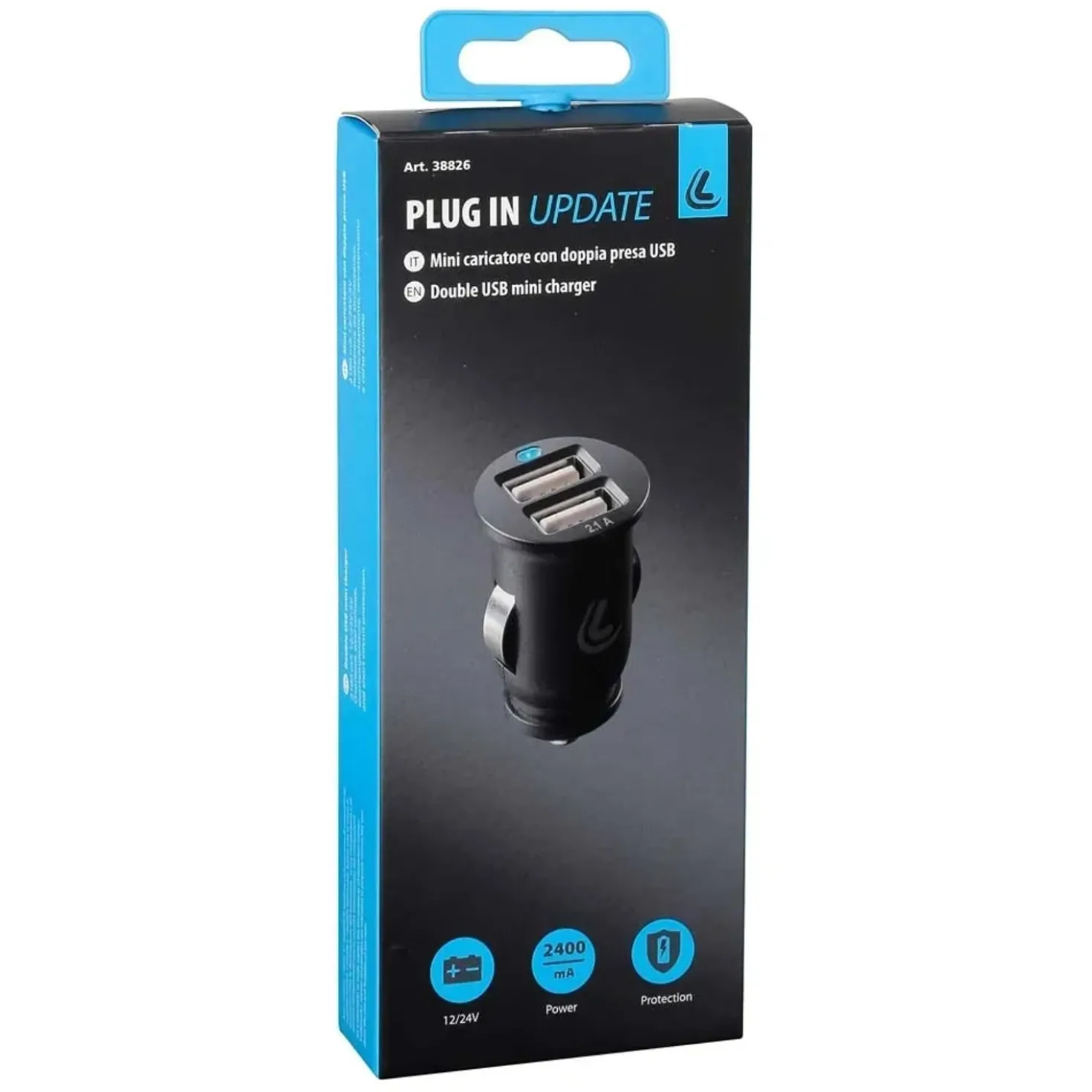 Plug-in caricabatteria 2 porte Usb Fast Charge 2400 mA 12/24V