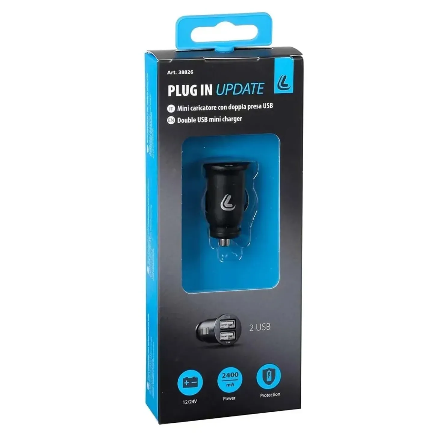 Plug-in caricabatteria 2 porte Usb Fast Charge 2400 mA 12/24V