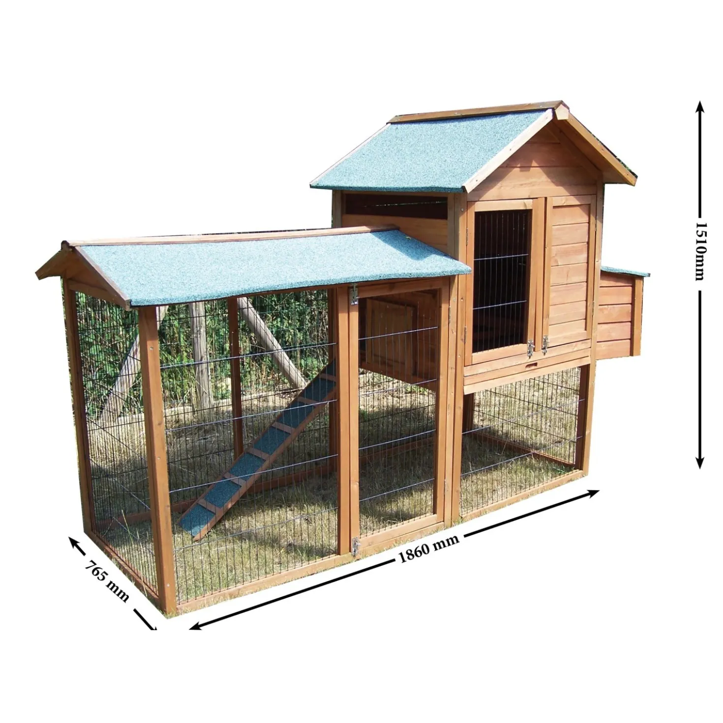 Pollaio in legno a doppio corpo H151xP76xL186 cm