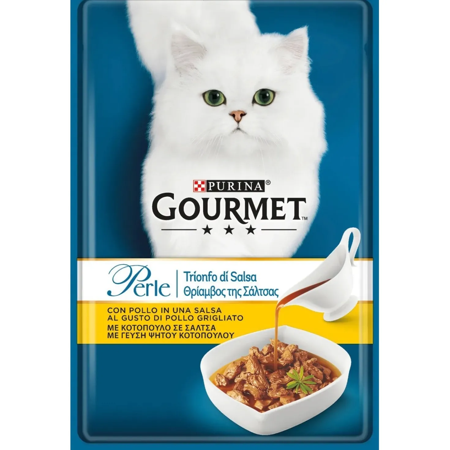 Pollo con Trionfo di salsa per gatto Purina Gourmet Perle