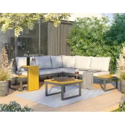 Poltrona da esterno Lipson ad angolo in alluminio grigio 70x70x78 cm