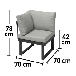 Poltrona da esterno Lipson ad angolo in alluminio grigio 70x70x78 cm