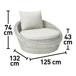 Poltrona da esterno Taldora in alluminio e rattan grigio 125x132x74cm