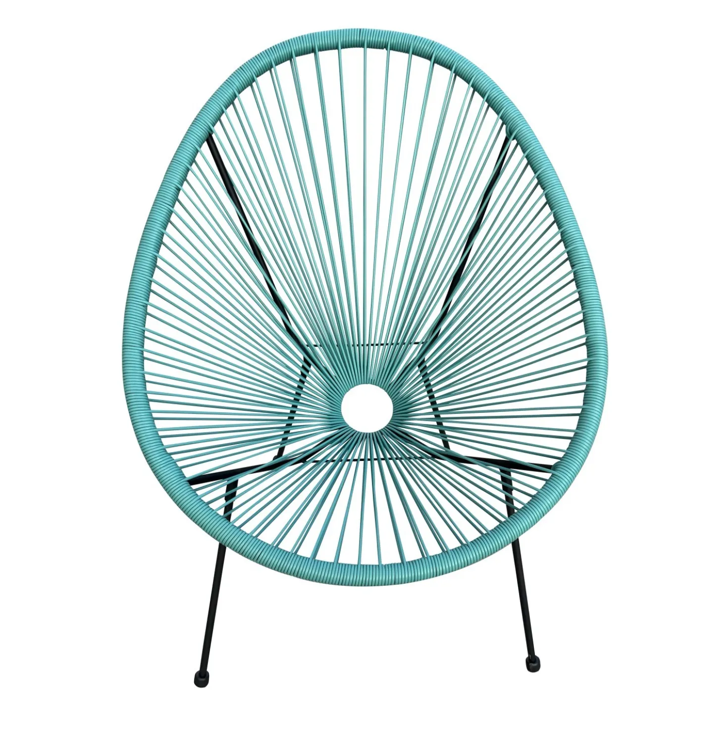 Poltrona da giardino in rattan sintetico e acciaio turchese
