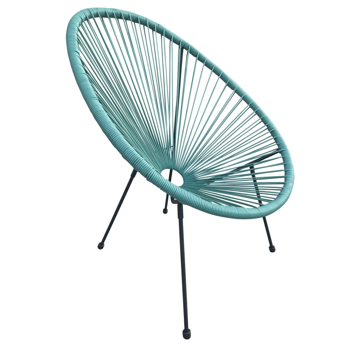 Poltrona da giardino in rattan sintetico e acciaio turchese