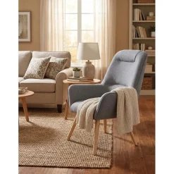 Poltrona in tessuto con braccioli 75x72x85 cm grigio