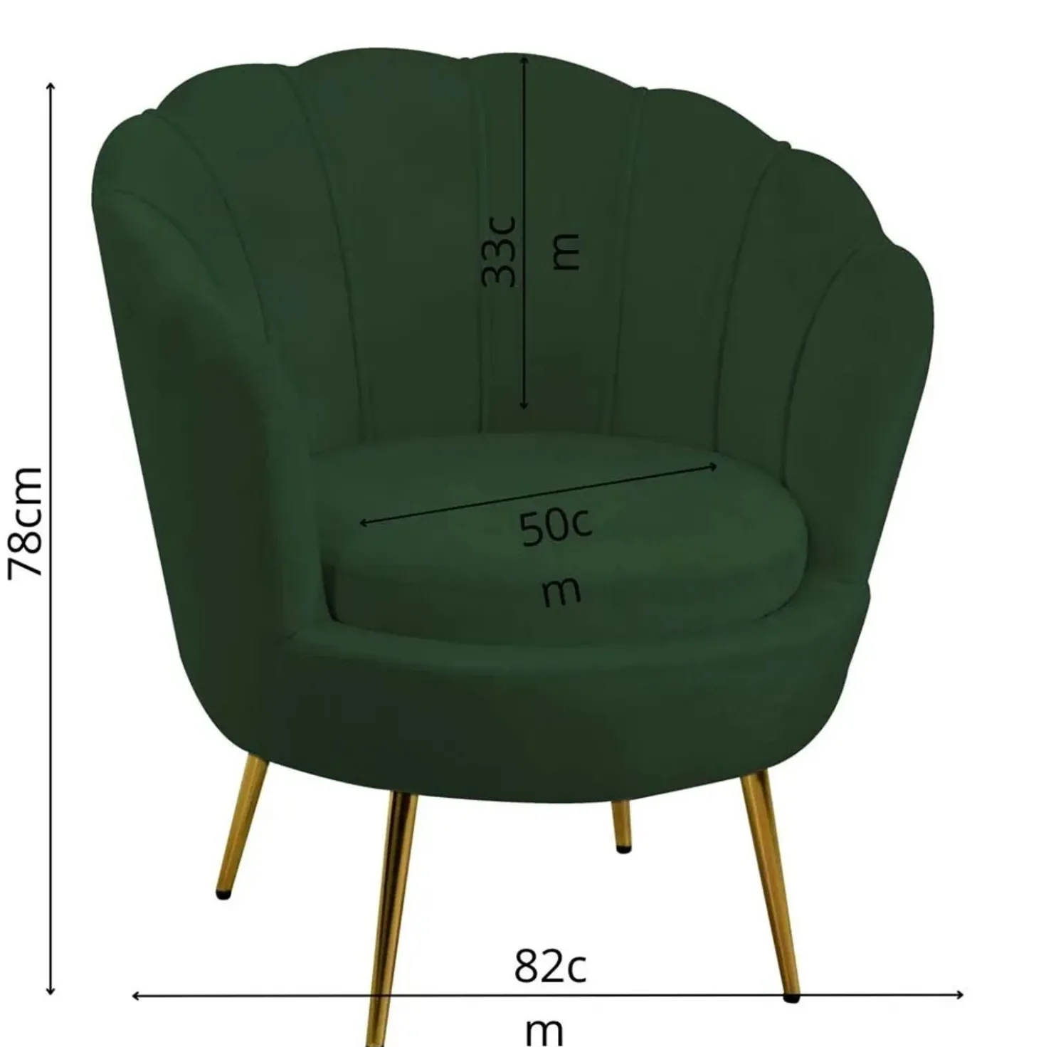Poltrona in velluto Tulipan 73x72xh45/75 cm verde