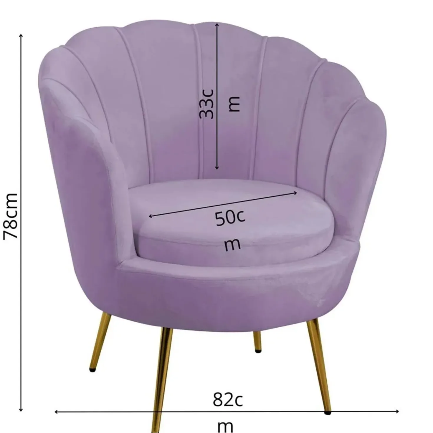 Poltrona in velluto Tulipan 73x72xh45/75 cm viola