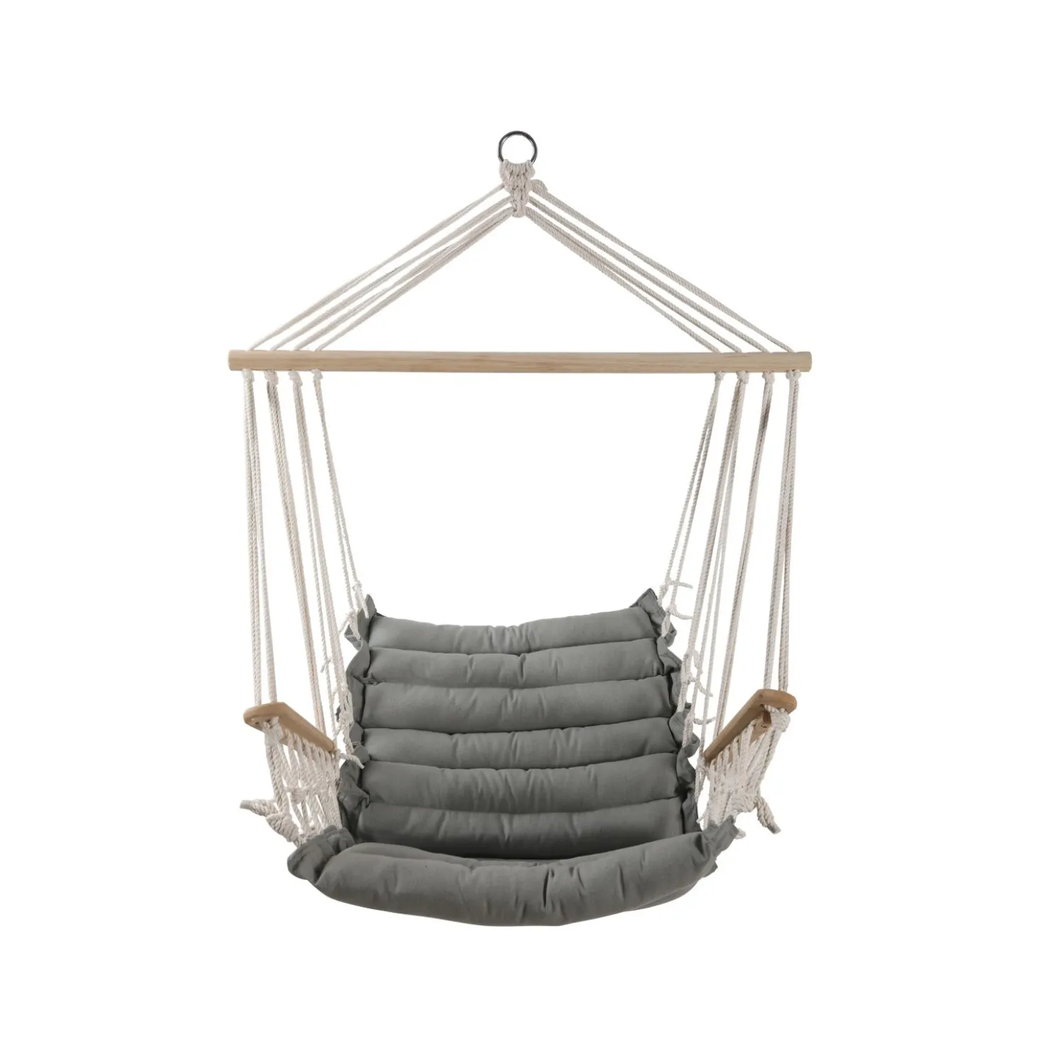 Poltrona sospesa in policotone con braccioli grigia 117x90x65 cm