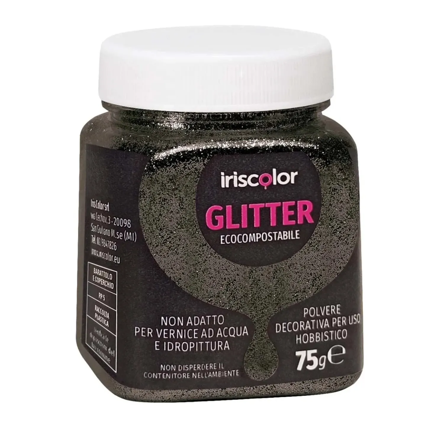 Polvere decorativa Bio Glitter Iriscolor 75 g nero