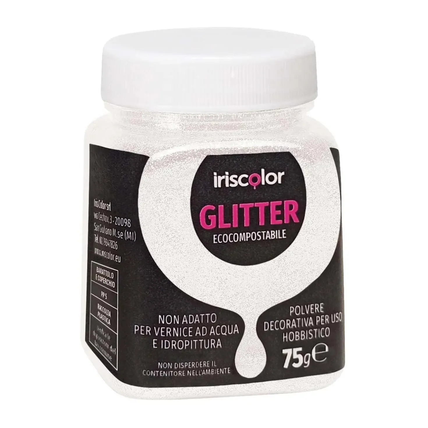 Polvere decorativa Bio Glitter Iriscolor 75 g bianco