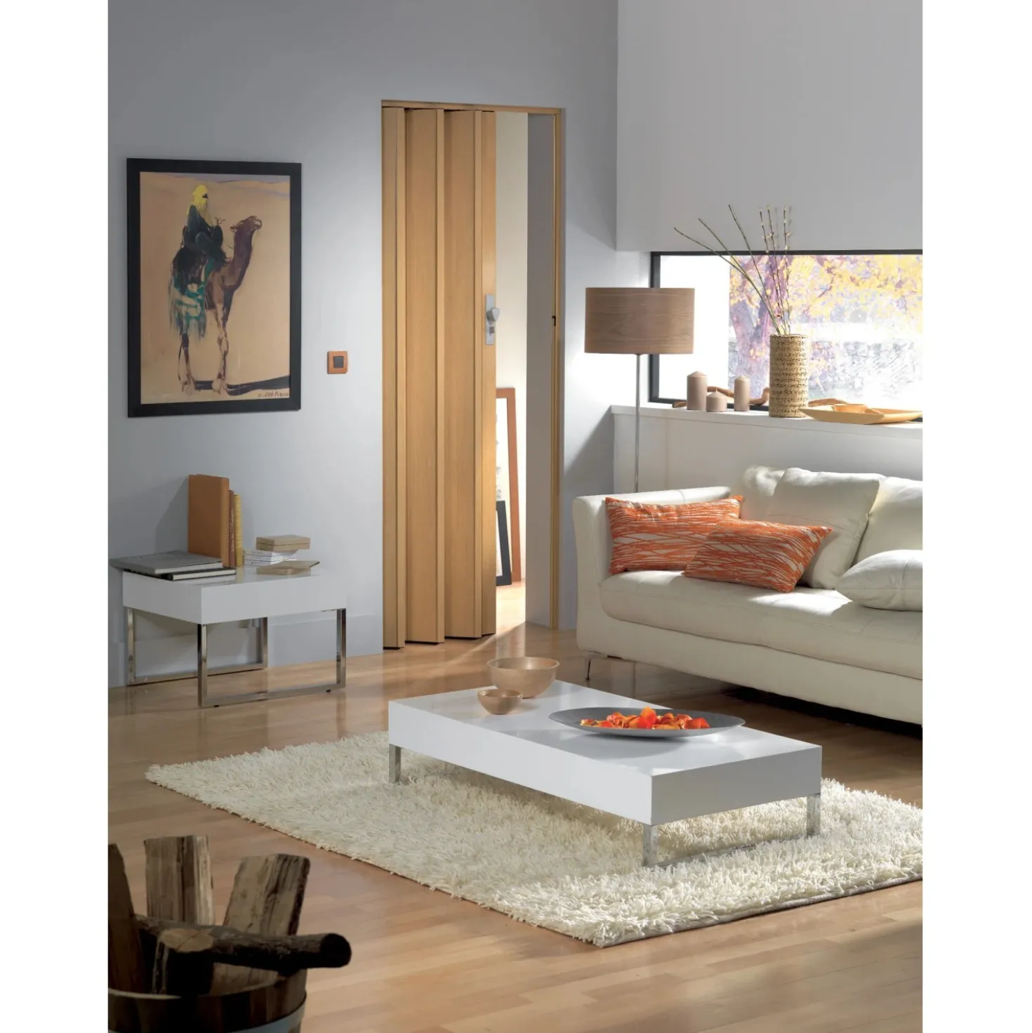 Porta a soffietto Axia in PVC 84x215 cm rovere chiaro