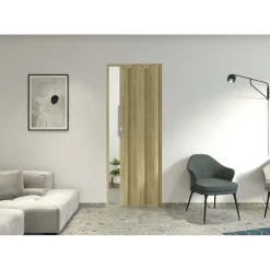Porta a soffietto Maya in PVC stampa 3D 83,5x214 cm rovere Cognac chiaro