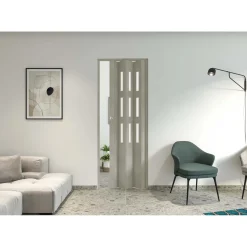 Porta a soffietto Maya Vetrata in PVC stampa 3D 83,5x214 cm tessuto grigio