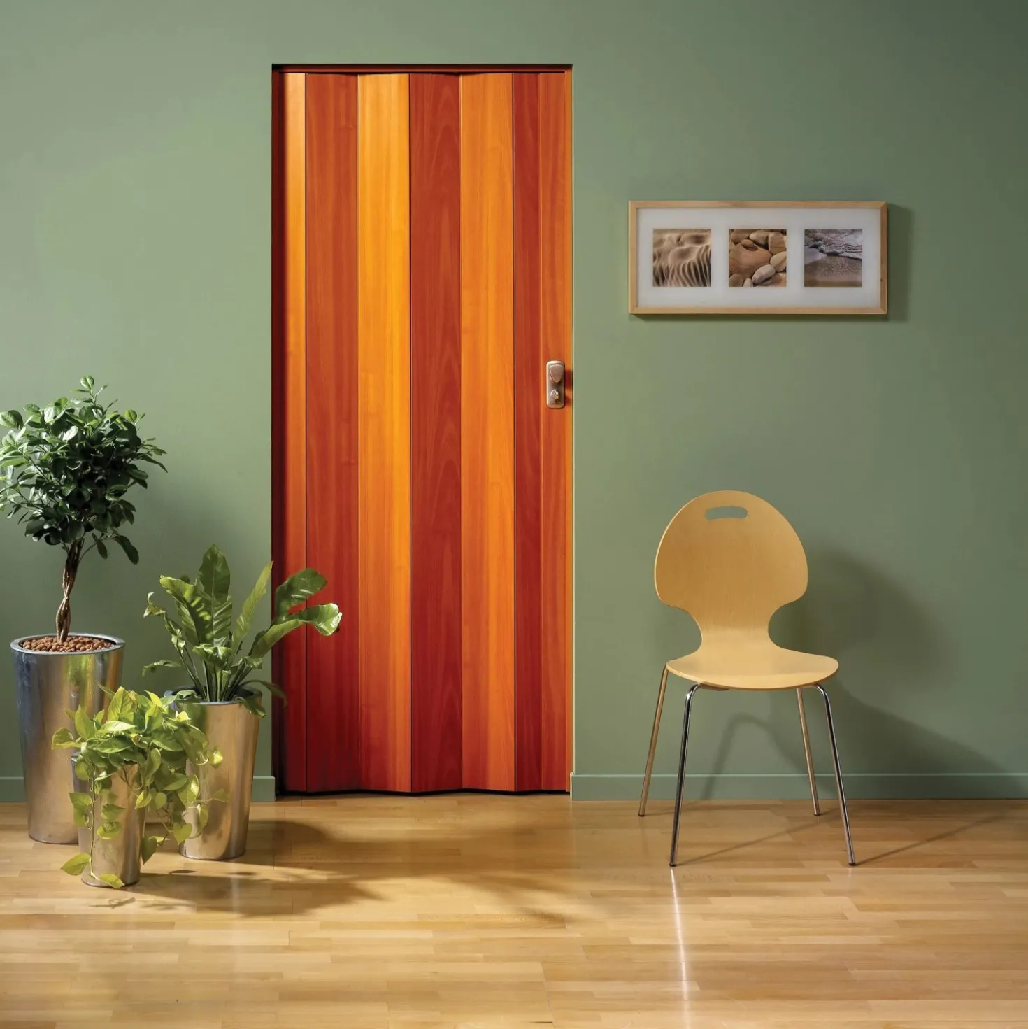 Porta a soffietto Spacy in PVC 84x215 cm ciliegio