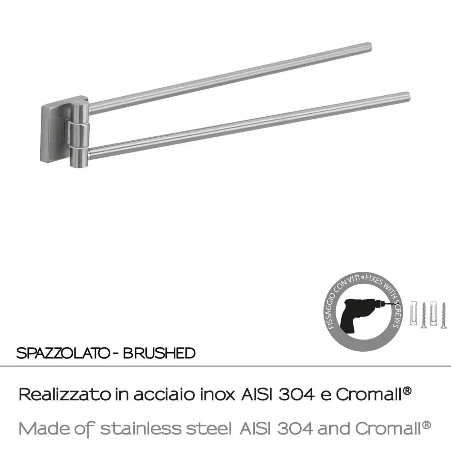 Porta asciugamani a snodo Fuji spazzolato