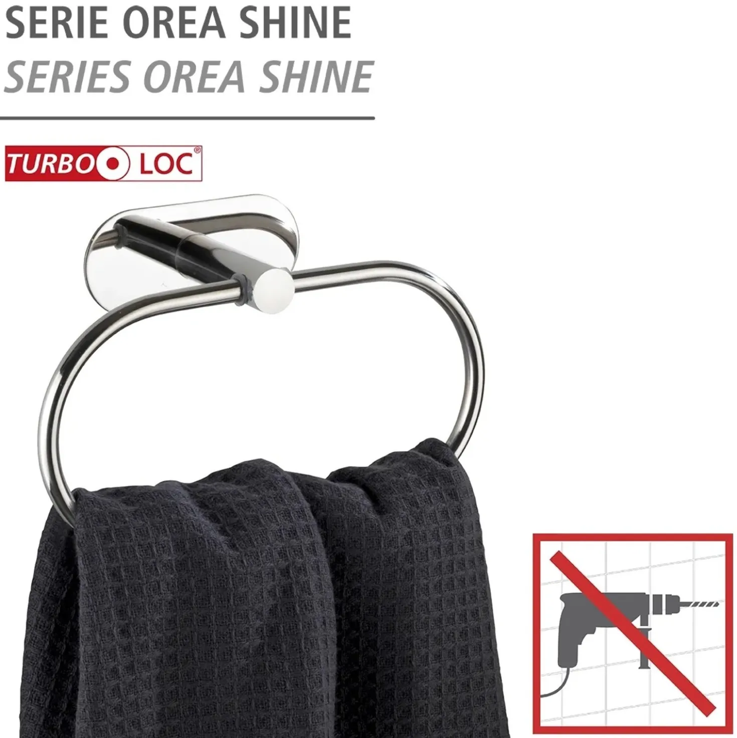 Porta asciugamani ad anello Orea shine cromo