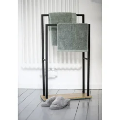 Porta asciugamani con 2 barre Bambusa nero 80 cm