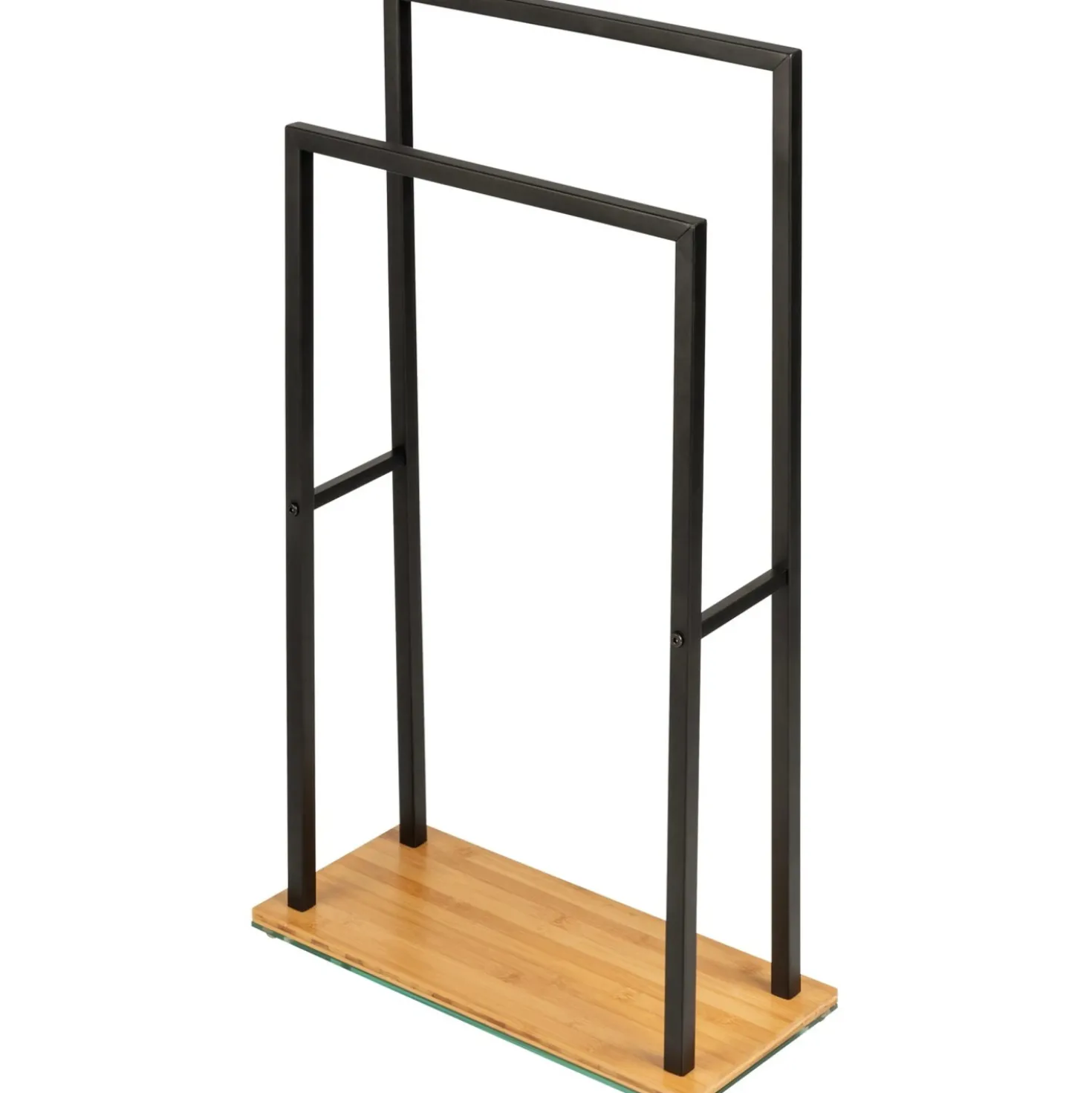 Porta asciugamani con 2 barre Bambusa nero 80 cm