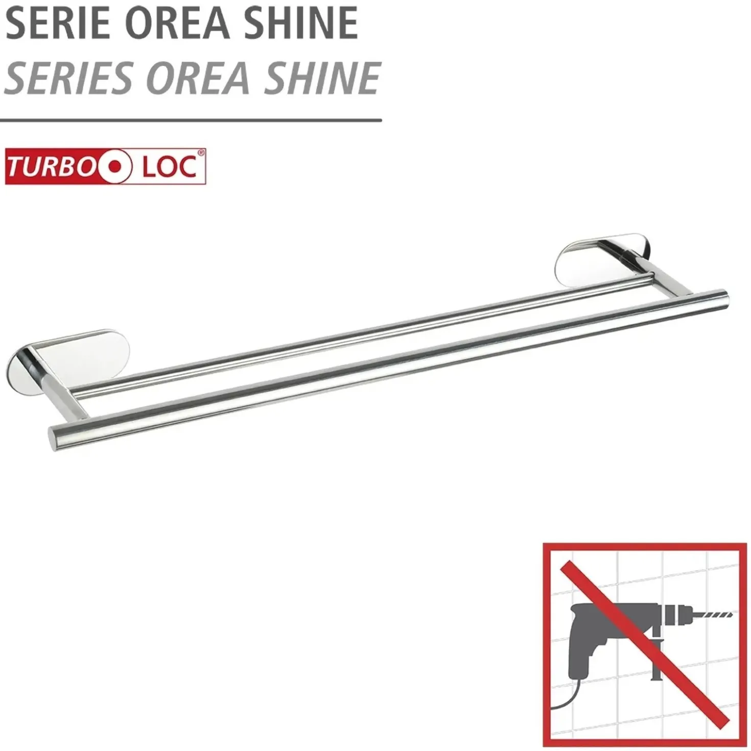 Porta asciugamani doppio Orea shine 60 cm