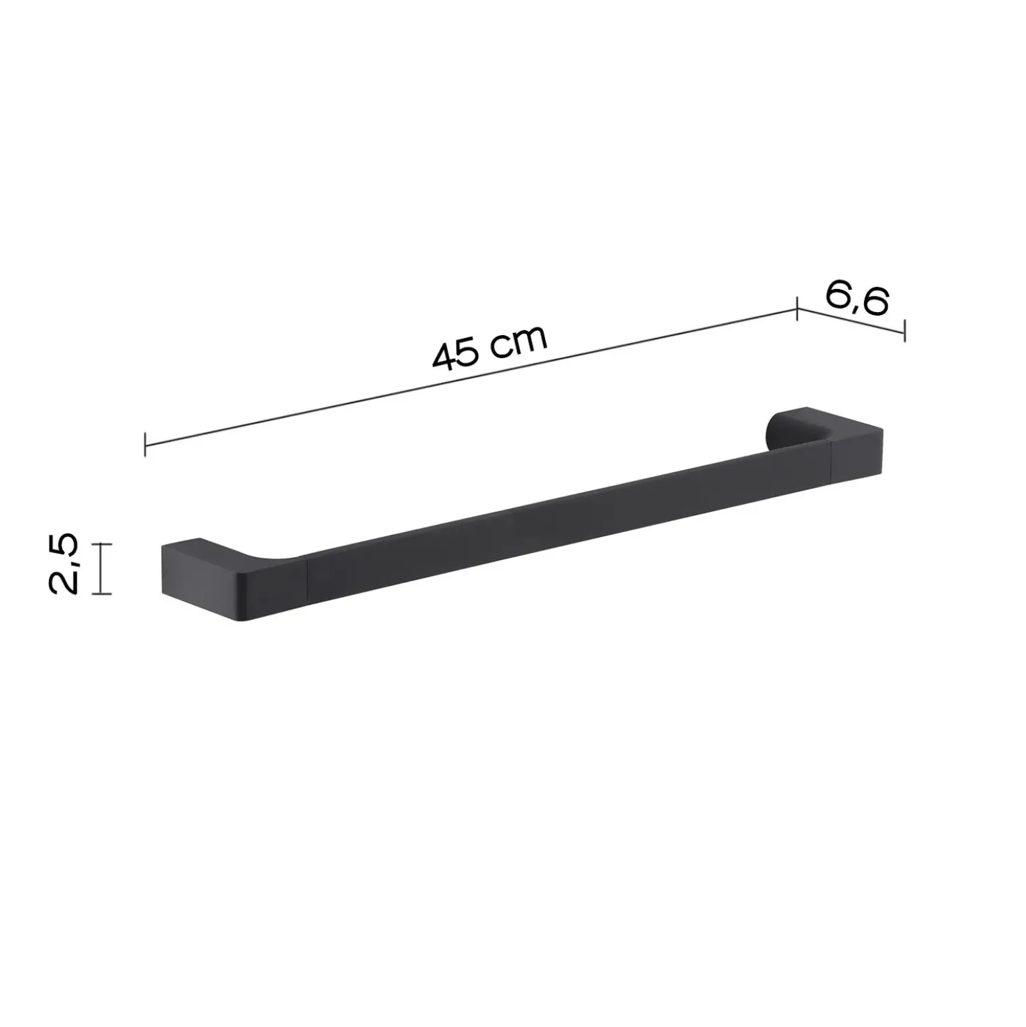 Porta asciugamani Pirenei nero opaco 45 cm