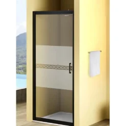 Porta battente doccia 1 anta Bild L77/83xH190 cm bianco decoro 2