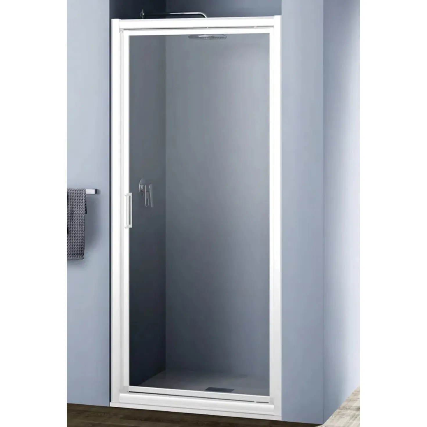 Porta battente doccia 1 anta 90 cm H 190 cm bianco e sintetico