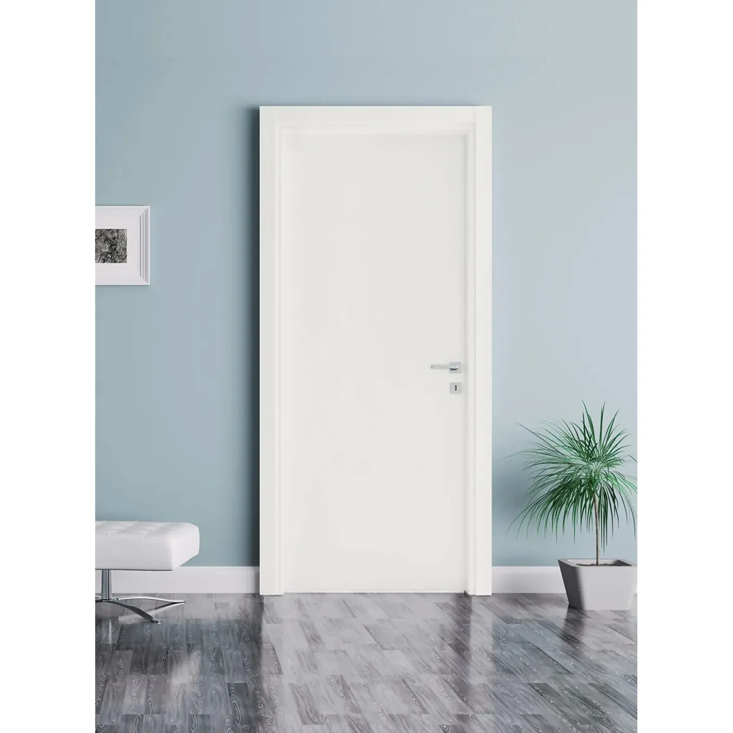 Porta battente reversibile Badia bianca 210x80 cm