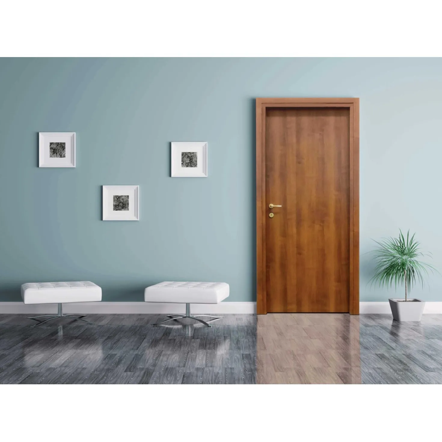 Porta battente reversibile Badia noce 200x80 cm