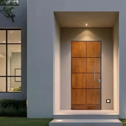 Porta blindata Externa 90x210 cm noce medio apertura sx
