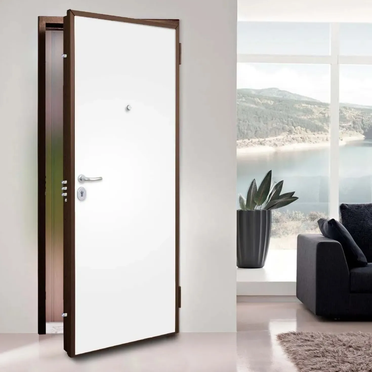 Porta blindata Light 90x210 cm noce apertura sx