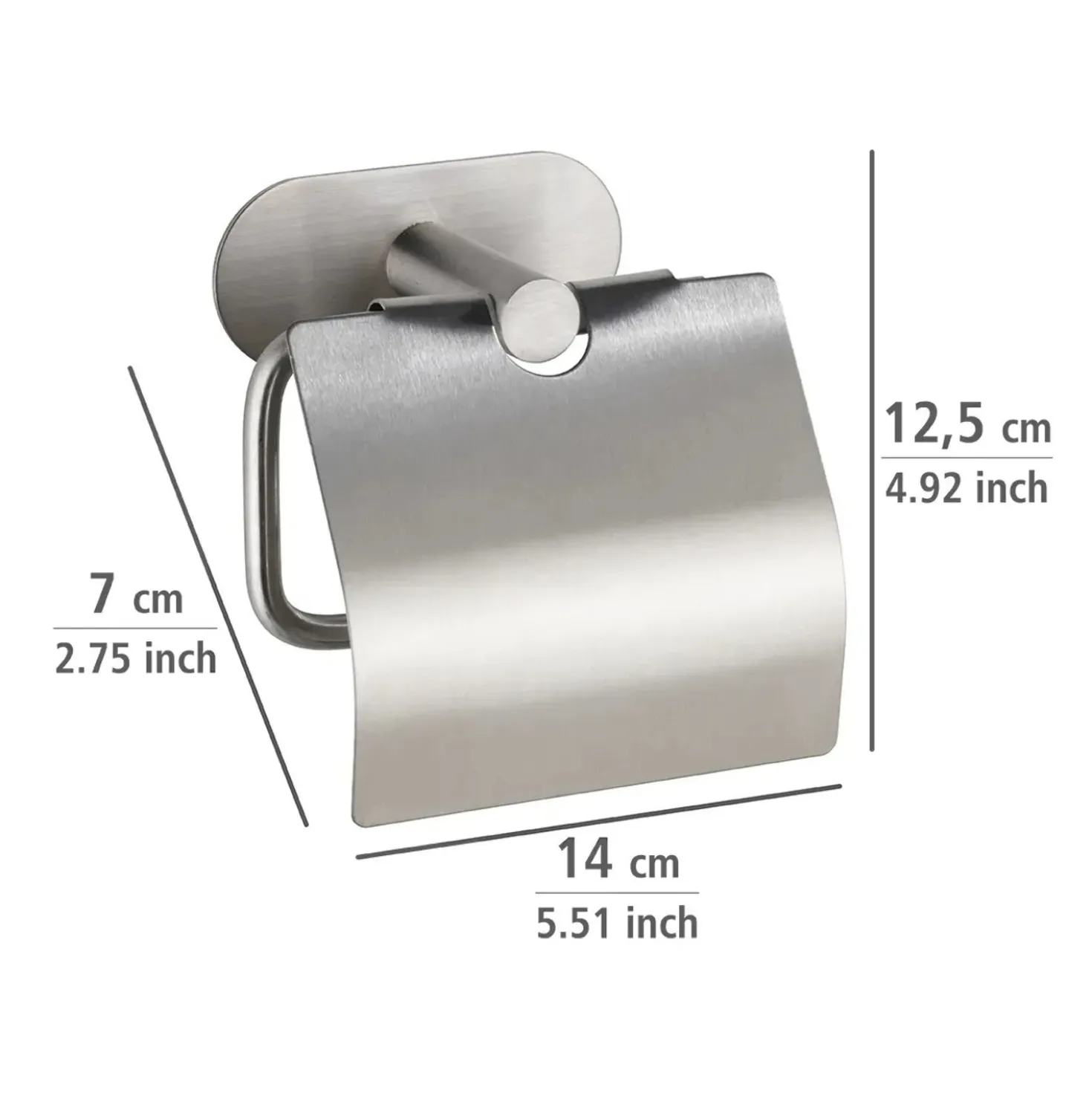 Porta carta igienica con coperchio Wenko Turbo-Loc Orea acciaio inox opaco