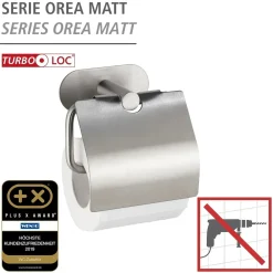 Porta carta igienica con coperchio Wenko Turbo-Loc Orea acciaio inox opaco
