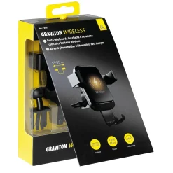 Porta cellulare auto Graviton Wireless con ricarica wireless nero