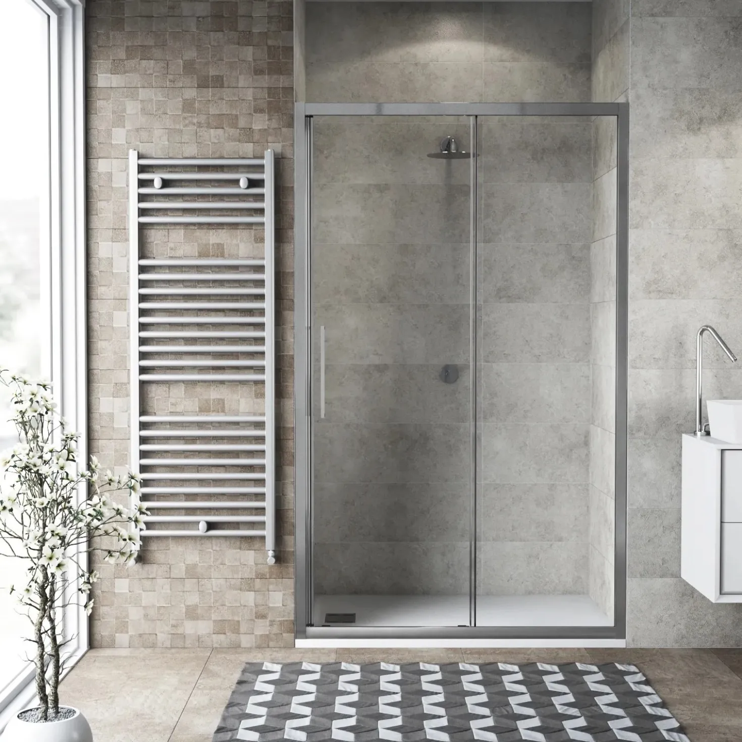 Porta doccia 2 ante scorrevole 132/136 cm cromo