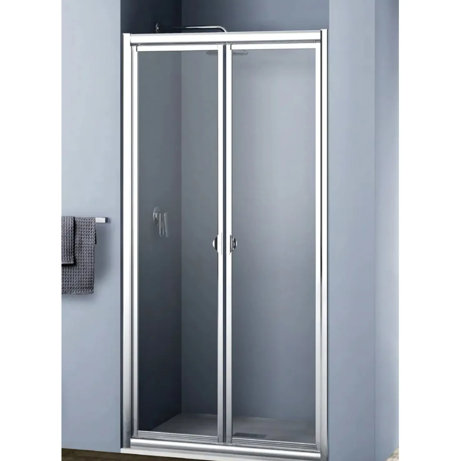Porta saloon doccia 2 ante Platz 70 cm H 190 argento e sintetico