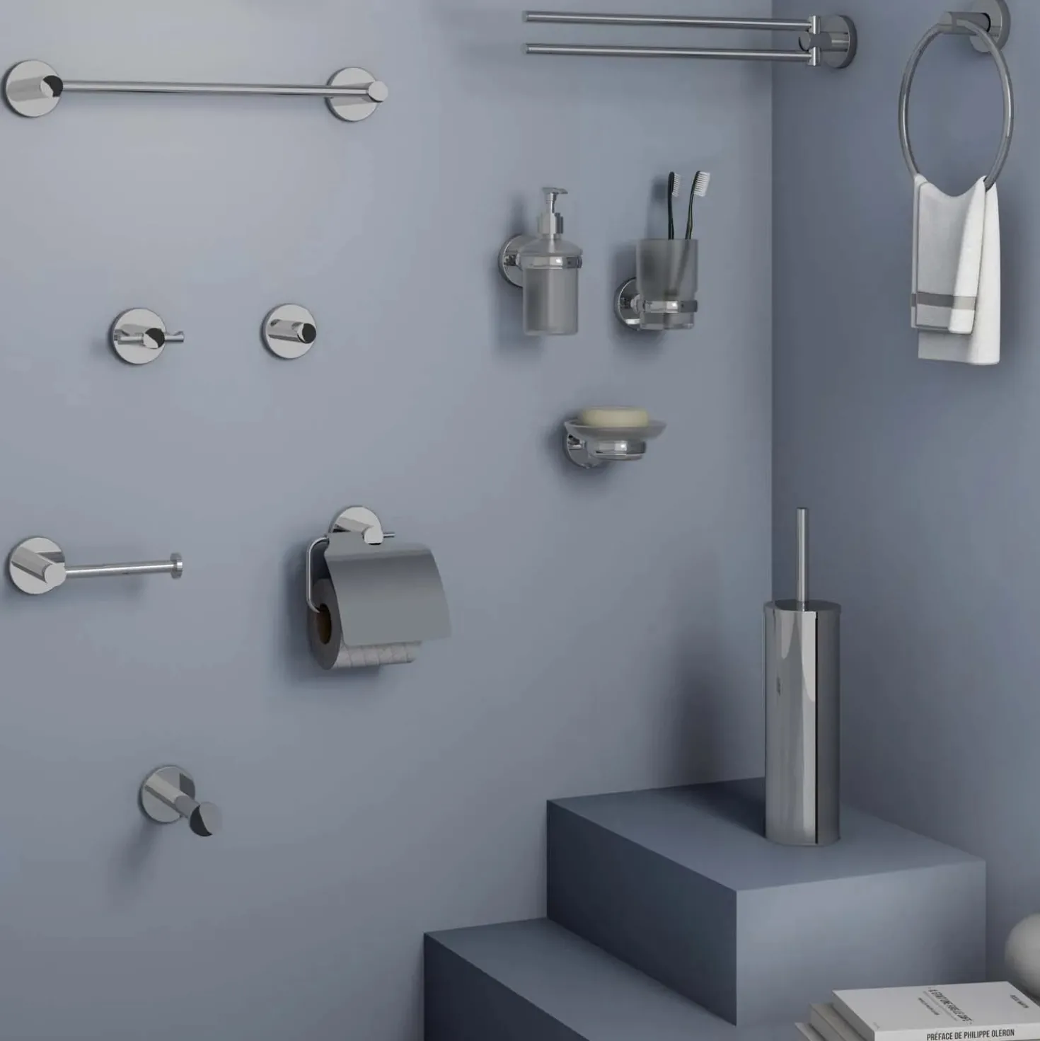 Porta sapone Felce Plus cromato con biadesivo
