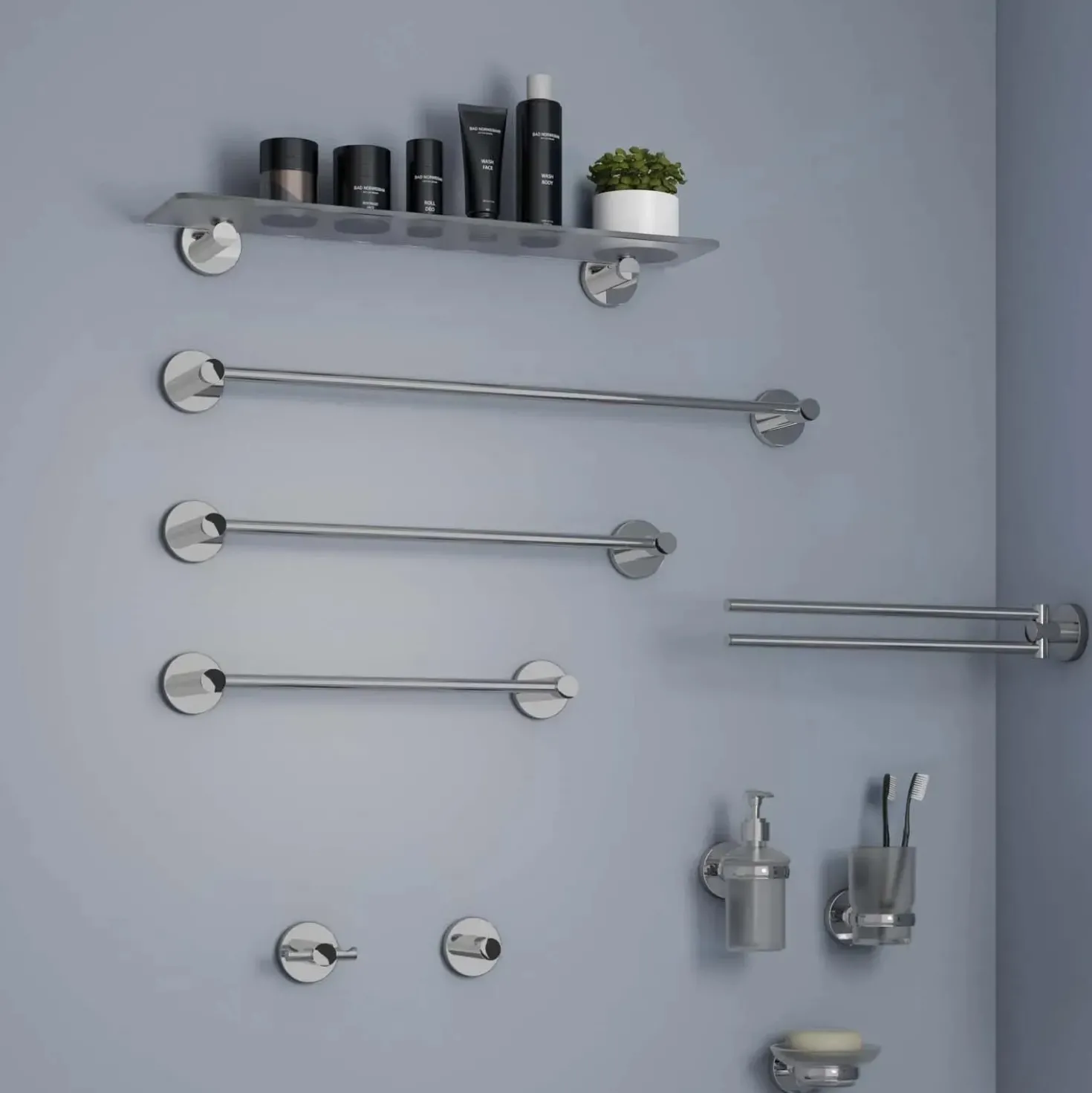 Porta sapone Felce Plus cromato con biadesivo