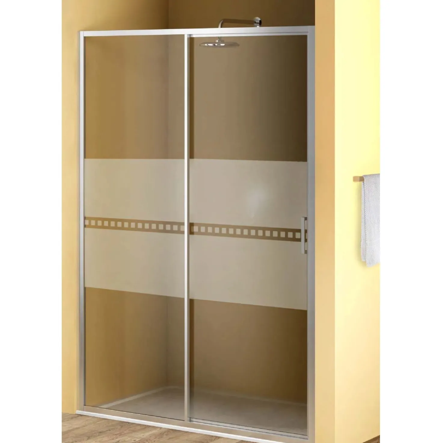Porta scorrevole doccia 1 anta Bild L96/102xH190 cm bianco decoro 1