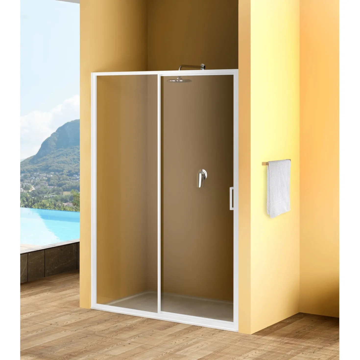 Porta scorrevole doccia 1 anta Bild L116/122xH190 cm bianco opaco