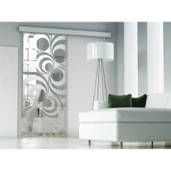 Porta scorrevole esterno muro in cristallo disegno Hypnotique 86x215 cm
