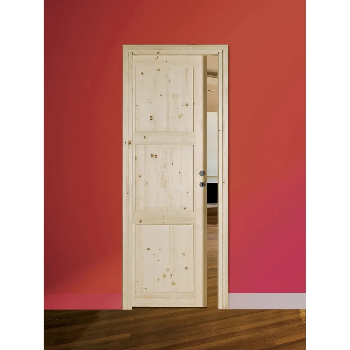 Porta scorrevole in abete grezzo 200 cm x 70 cm