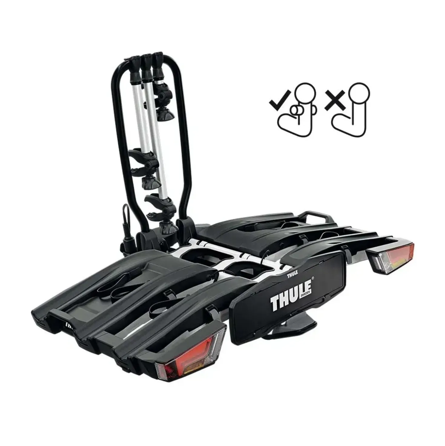 Portabici da gancio traino EasyFold XT 3 bici 13 poli Fix4Bike