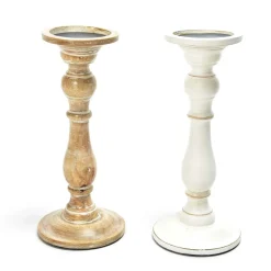 Portacandela in legno Ø12,6xH29 cm colori assortiti