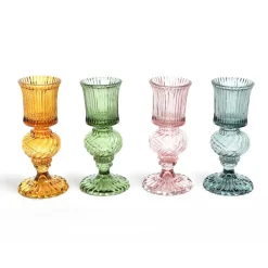 Portacandela in vetro Ø8,5xH18,5cm colori assortiti
