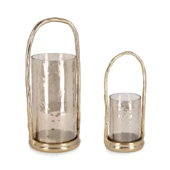Portacandela Sagar tondo misura piccola H22 cm oro