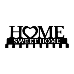 Portachiavi da parete in ferro "home sweet home" nero opaco